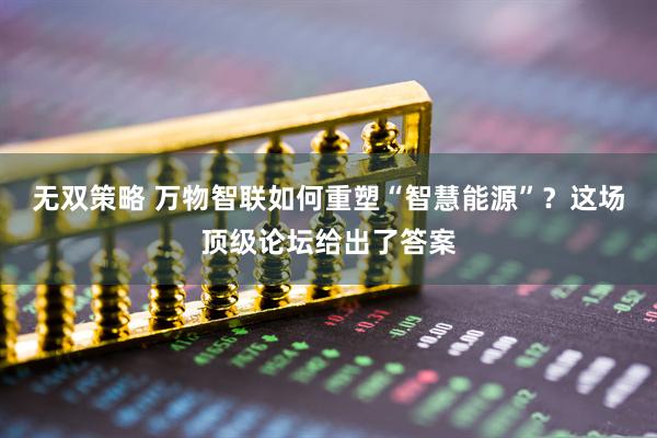 无双策略 万物智联如何重塑“智慧能源”？这场顶级论坛给出了答案